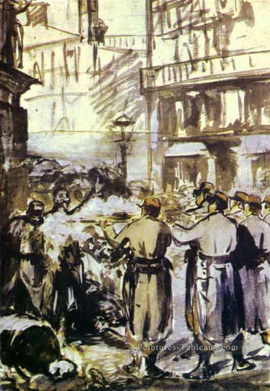 La guerre civile Barricade Édouard Manet Peintures à l'huile